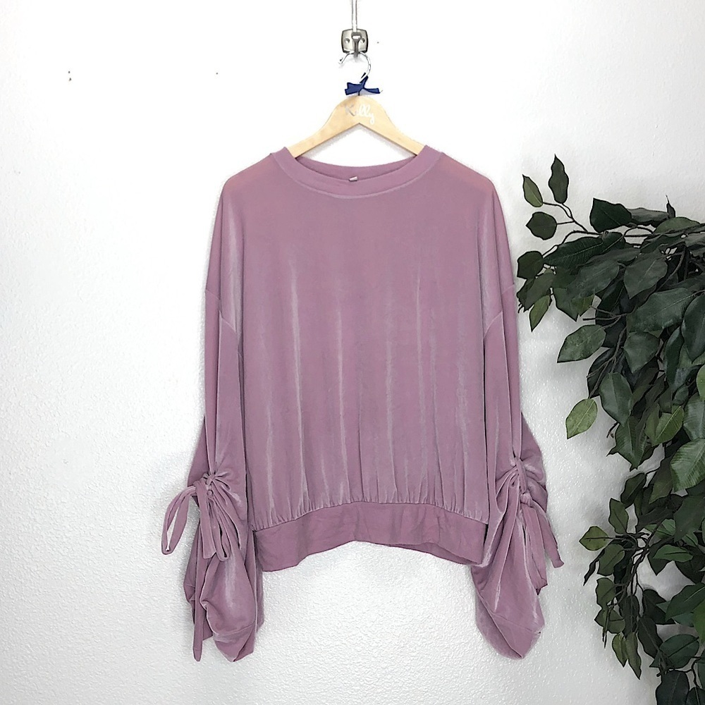 Express One Eleven Velvet Big Sleeve Sweatshirt